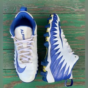 Nike Alpha Menace Shark Football Cleats Size 2Y  Royal Blue White 880129-144